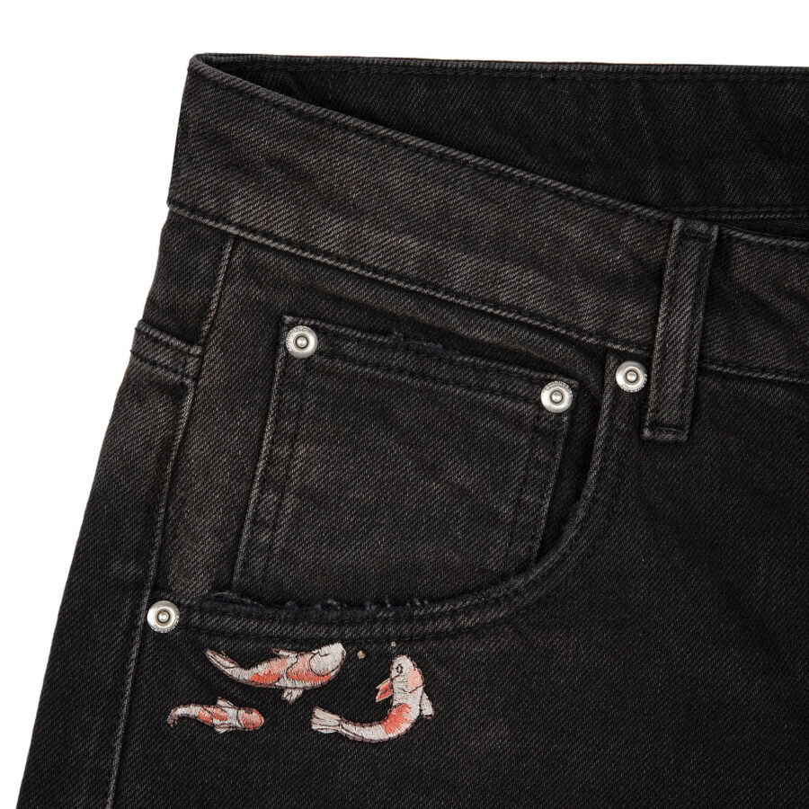 "koi fish v2" Jorts black - Image 4