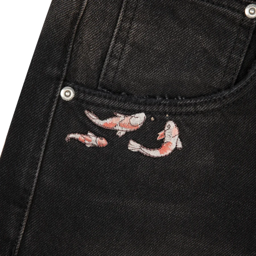 "koi fish v2" Jorts black - Image 5