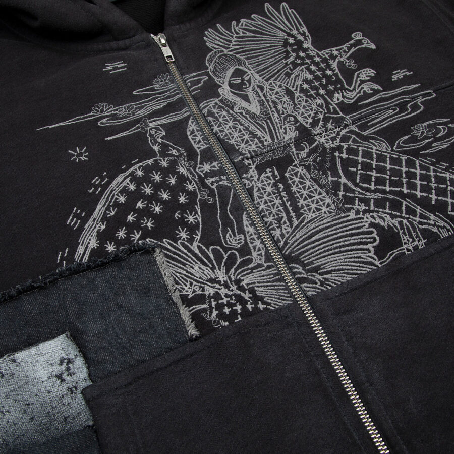 "sashiko" Zip Up black - Image 4